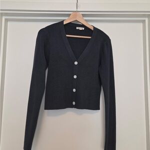 Tea n Rose Navy V-Neck Button-Up Cardigan